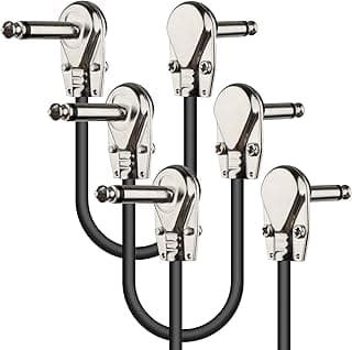 karmiero 3Pcs Guitar Patch Cables, 6'' Guitar Pedal Cables with Metal Right Angle Plug, Premium Pedals Board Patch Cable for Amp/Amplifier, Mixer, Electric Bass