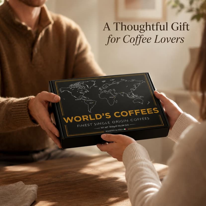 UNIQBITE World Coffees Gift Set, Six Single Origin Ground Coffee Variety Pack, Coffee Sampler from Around the World, Light, Medium & Dark Roasts, Roasted in Italy, 10.58 oz (300g) B0H3XNK2G3