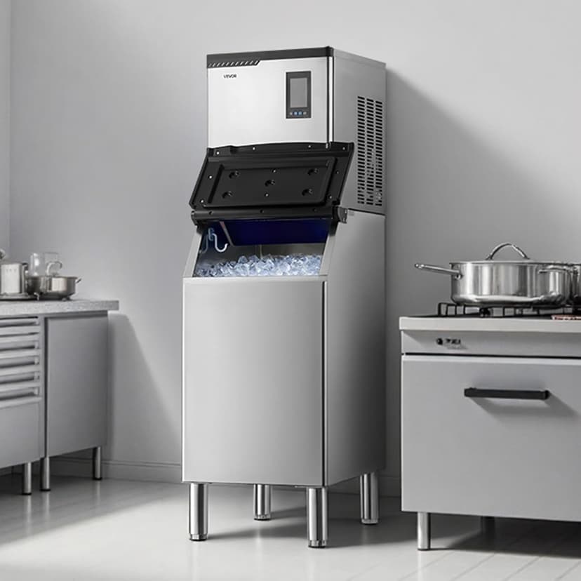 VEVOR Commercial Ice Maker Machine, 360LBS/24H Ice-Making Machine with 250LBS Large Storage Bin, Auto Self-Cleaning Ice Maker with Touchscreen for Bar Cafe Restaurant Business Commercial