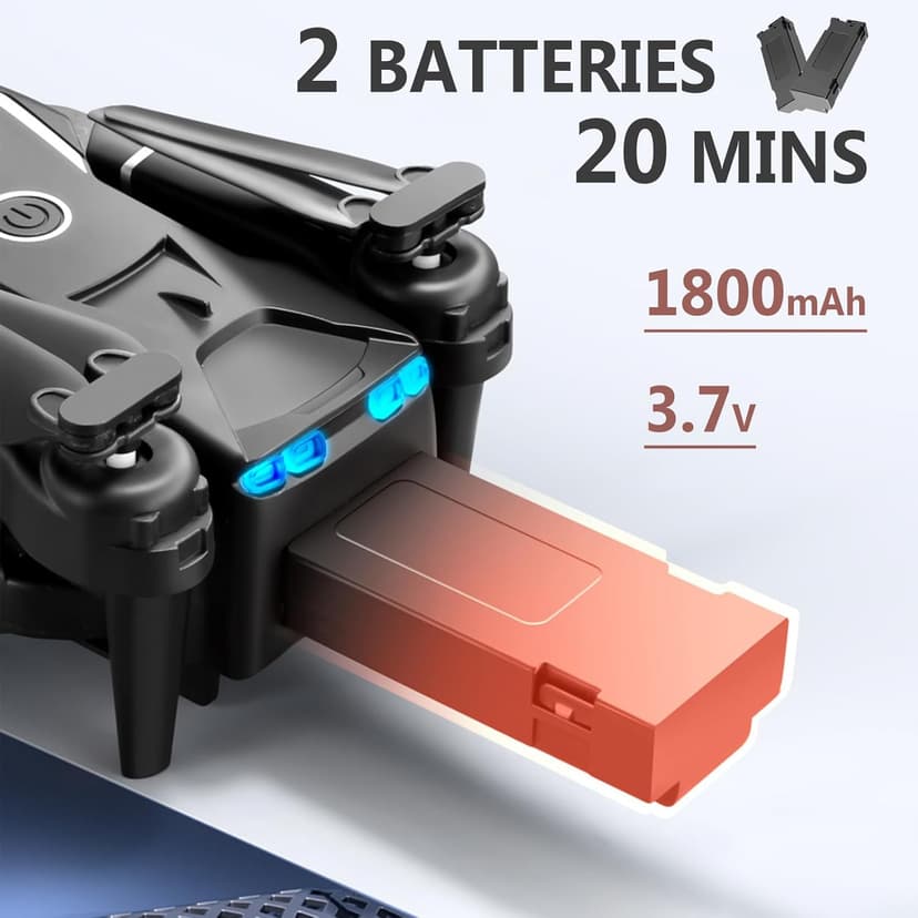 FLYVISTA Cool Mini Drone with Camera for Kids Adults Beginners, 1080P FPV Camera Remote Control Drone for Kids with 2 Batteries, One-Click Take Off/Landing, Altitude Hold, Headless Mode, 360° Flips, 3-Gear Speeds , Emergency Stop, Toys Gifts for Adults Beginner and Kids