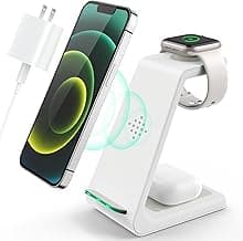 3 in 1 Wireless Charging Station, 2026 Upgraded Fast Desk Charger Station for iPhone 17 16 15 14 13 12 Pro Max Plus, Charger Stand for Apple Watch 11 10 9 8 7 6 5 4 3 2 Ultra SE, Airpods 4 3 2 Pro