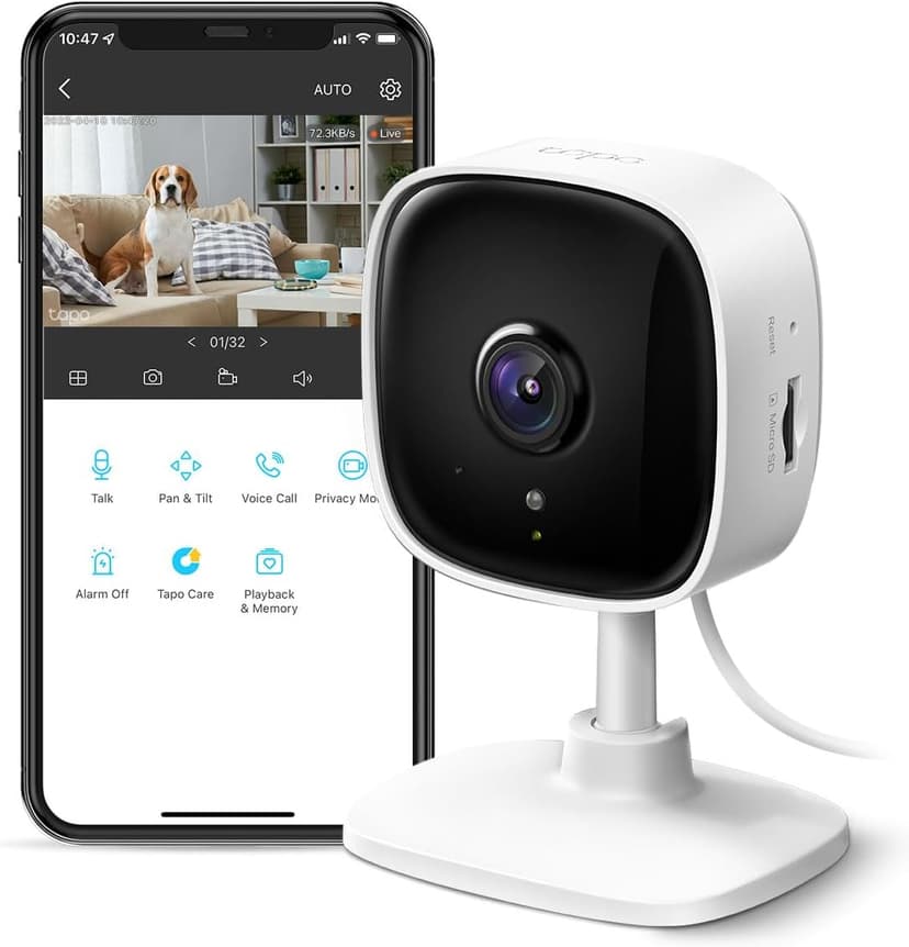 TP-Link Tapo 1080P Indoor Security Camera for Baby Monitor, Dog Camera w/Motion Detection, 2-Way Audio Siren, Night Vision, Cloud & SD Card Storage, Works w/Alexa & Google Home (Tapo C100)