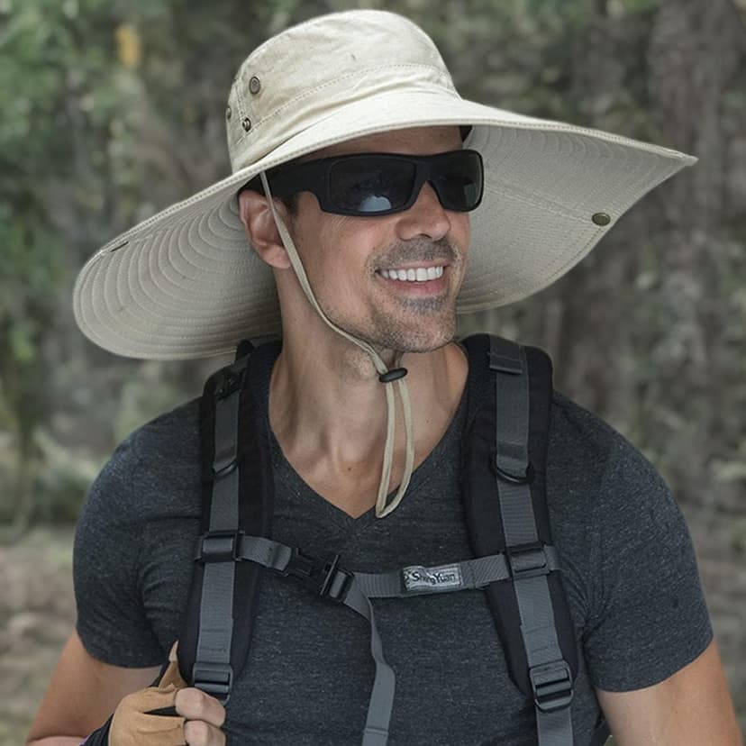 HUAMULAN 6" Super Wide Brim Sun Hats, Men and Women Bucket Hat for Fishing Hiking Garden Lawn Work Safari Camping Outdoor