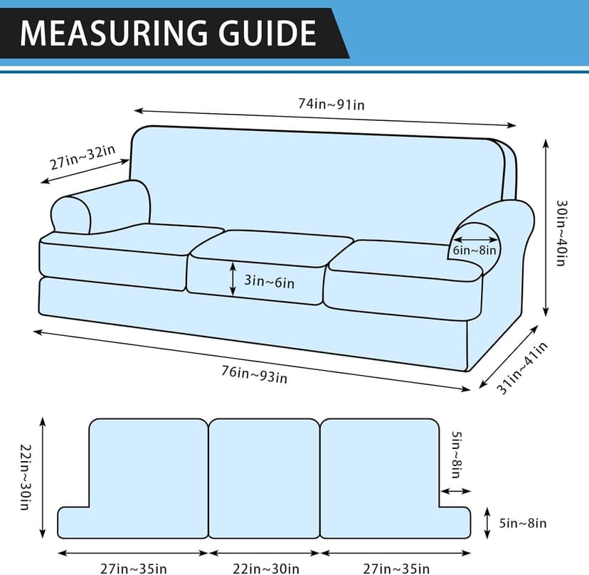 Pfrstuv 4-Piece T Couch Cover - Leather Look Slipcovers for 3 Cushion Sofa, Washable, Coffee