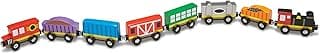 Melissa & Doug Wooden Magnetic Train Cars - 8 Piece Educational and Skill-Building Wooden Toy for Boys and Girls