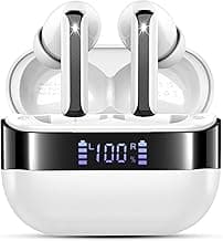 Wireless Earbuds, 2025 Bluetooth 5.4 Headphones Bass Stereo, Ear Buds with 4 Mics ENC Noise Cancelling, Bluetooth Earbuds 48H Playtime LED Display Charging Case, IP7 Waterproof in Ear Earphones white
