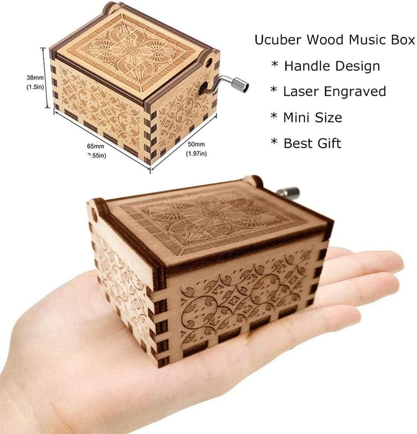 Ucuber You are My Sunshine Music Box, Gifts for Wife from Husband, Wood Laser Engraved Vintage Hand Cranked Cute Boxes, Best Gift for Birthday/Valentine's Day (Husband to Wife)