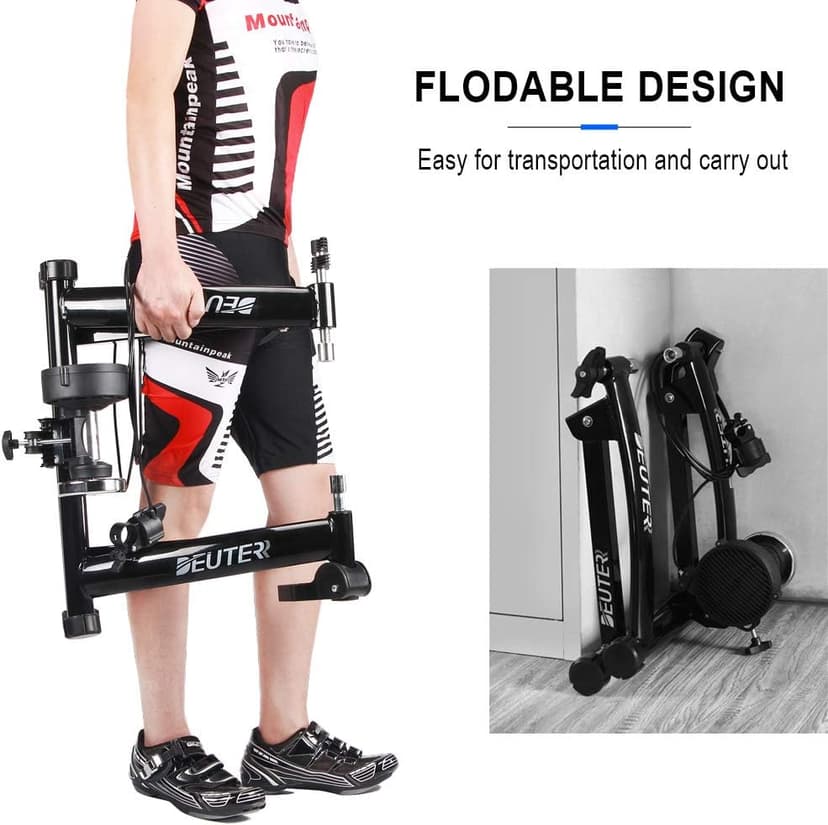 Bike Trainer, Magnetic Bicycle Stationary Stand for Indoor Exercise Riding, 26-29" & 700C Wheels, Quick Release Skewer & Front Wheel Riser Block Included