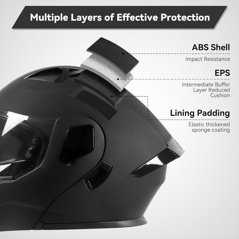 Adult Modular Motorcycle Helmets, DOT Approved Flip up Dual Visor Full Face Helmet for Men Women Moto ATV UTV Snowmobile ADV Four Wheeler Street Bike with Gloves & Mask