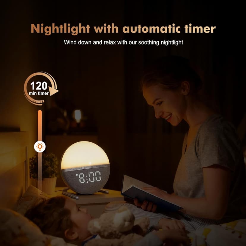 Tranquee Sunrise Alarm Clock for Bedrooms – Gentle Wake Up Light with Soothing Night Light & Ambient Sounds, Alarm Clock for Heavy Sleepers, Shift Workers, Kids & Adult, Relaxing Bedside Lamp Gift