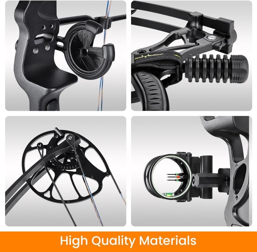 Compound Bow Package for Adults and Teens, 0-70 Lbs Draw Weight,23.5"-31" Draw Length,Limbs Made in USA,Lightweight Design,Archery Hunting Bow Set, Fully Adjustable,2024 New
