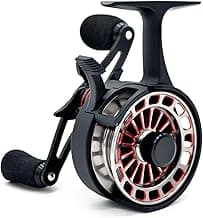 Inline Ice Fishing Reel, 3.2:1 High Speed Gear Ratio, 3+1 Anti-Reverse Ball Bearings, Magnetic Brakes, Lightweight Graphite Frame with a CNC Aluminum Spool for Winter Fishing