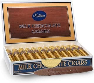 Madelaine Solid Premium Milk Chocolate Cigar Gift Box - Made with Fresh Milk, Cocoa Bean & Swiss-Formulated Chocolate - Ideal for Father's Day - 24 Count Individually Wrapped in an Elegant Hard Box