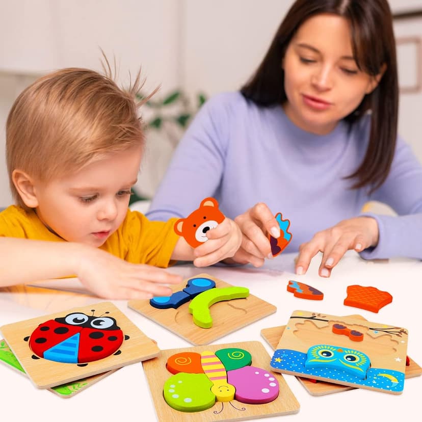 Animal Jigsaw Puzzles for Toddlers Ages 1-3 2-4 - Baby Kids Learning Educational Preschool Toys Christmas Birthday Gifts Wooden Toddler Puzzles Montessori Toys: Gifts for 1 2 3 Year Old Boys Girls B07QG618QT