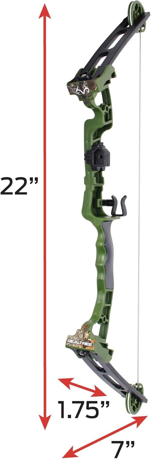 NKOK Realtree Jr. Compound Bow Set; PVC Tipped Suction Cup Arrows Can Be Propelled Up to 40 Feet; 3 Arrows and Target; Red LED Scope; Age 6+