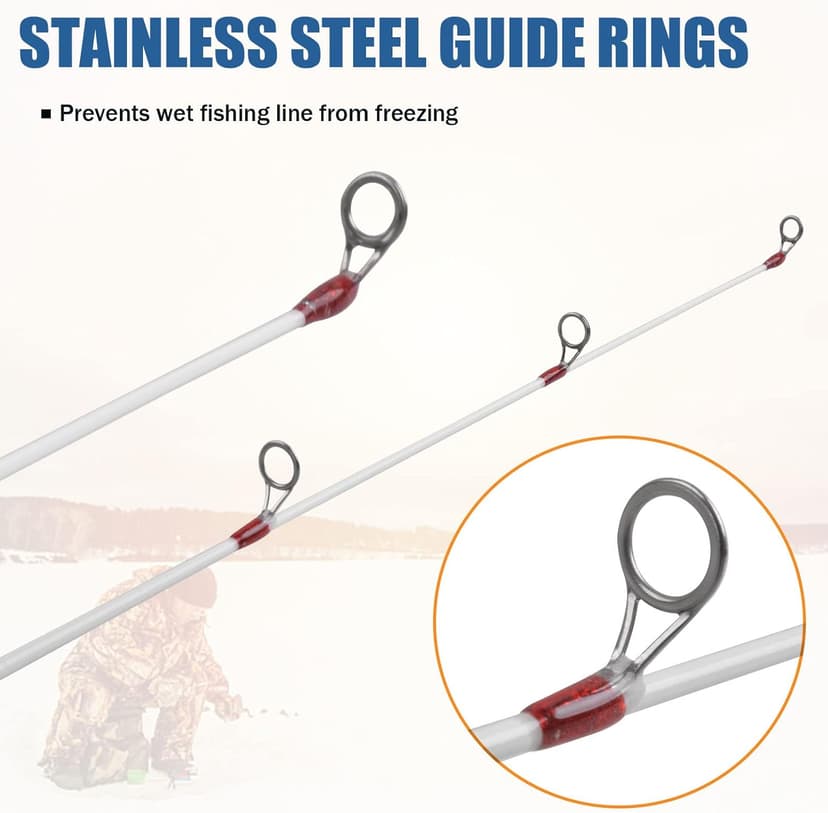 Ice Fishing Rod Portable Lightweight Spinning Rod Ice Fishing Pole Winter Ice Fishing Gear for Trout Walleye Perch Panfish Crappie