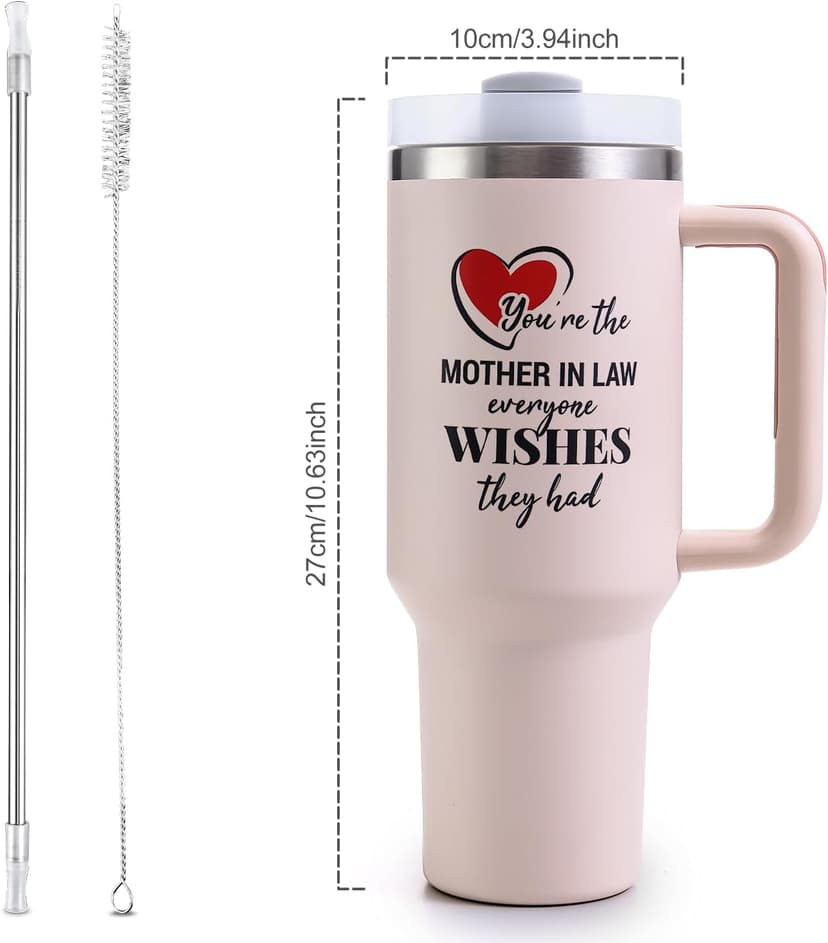 Mother in Law Tumbler with Handle 40oz Mothers Day Gift - Best Funny Mother in Law Mug Gifts for Birthday Mother's Day, Wedding, Valentine's, Christmas B0DS9TZLBC