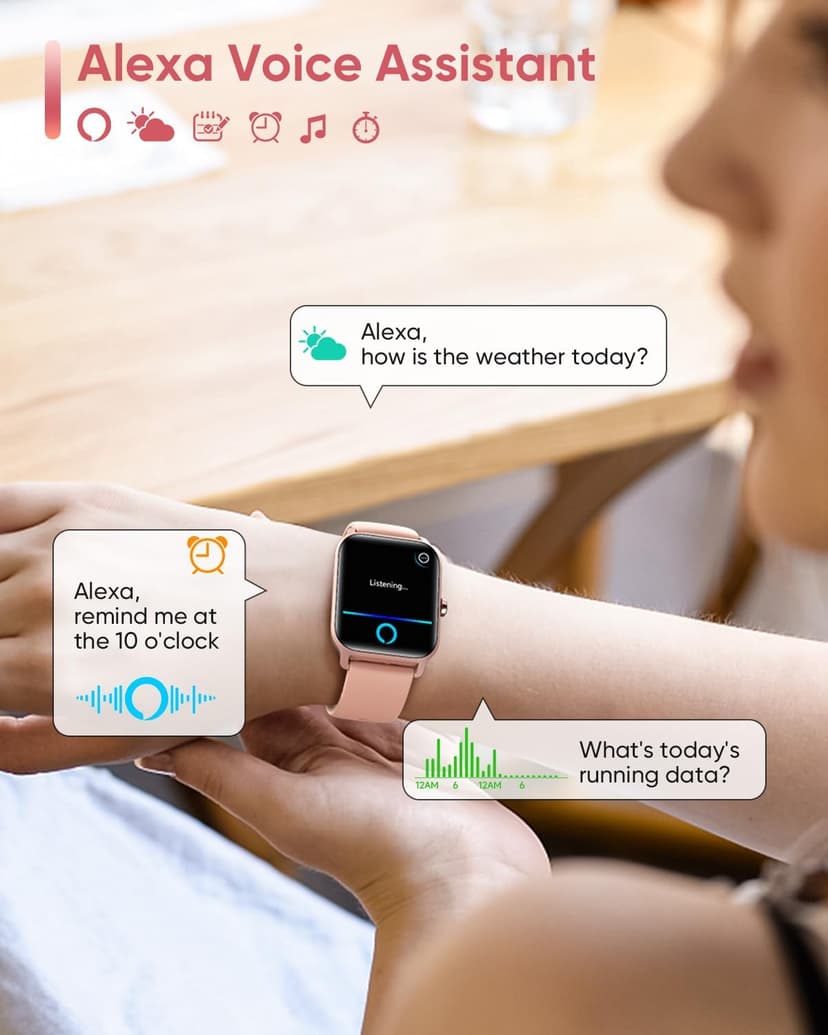 Fitpolo Fitpolo Smart Watch for Women Android & iPhone, Alexa Built-in [1.8" HD Screen] IP68 Waterproof Fitness Watch with Bluetooth Call (Answer/Make), Heart Rate/Sleep/SpO2 Monitor, 105 Sports Trackers