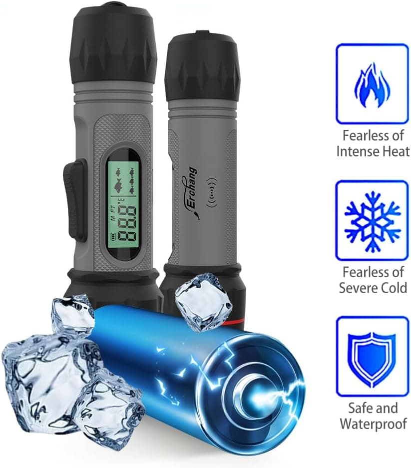 HXBER Fish Depth Finder Handheld Fish Finder Waterproof Sonar Fish Finder for Ice Fishing, Black