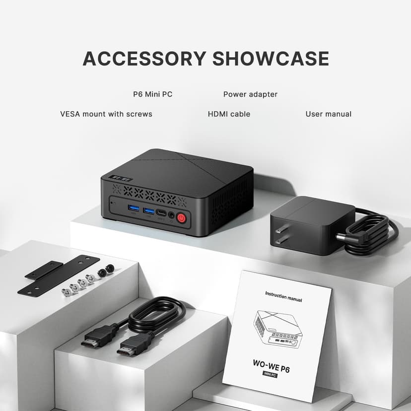 wo-we P6 AMD Ryzen 5 3550H Gaming Mini PC (Beats N150/N100/N97),16GB RAM 512GB SSD 4C/8T,4K Triple Displays, Light Gaming Mini Computers Home Theater Office Business Education