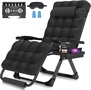 Suteck Oversized Zero Gravity Chair,29In XL Lounge Chair w/Removable Cushion&Headrest, Reclining Camping Chair w/Upgraded Lock and Footrest, Reclining Patio Chairs Recliner for Indoor Outdoor