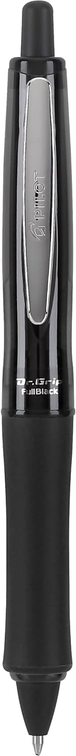 PILOT Dr. Grip FullBlack Refillable & Retractable Ballpoint Pen, Medium Point, Black Ink, Single Pen (36193)- Ideal for School, Journaling & Office Writing