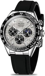 OLEVS Men's Watches Chronograph Multifunction Sport Silicone Luxury Diamond Moon Phase Quartz Male Watch Waterproof Wrist Watch