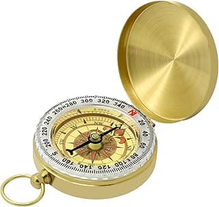 Waterproof Brass Compass for Hiking, Survival & Navigation – Large Dial Pocket Compass with Keychain Loop, Ideal Metal Brujula de Mano for Kids, Scouts, Hunting & Compass Gifts for Men