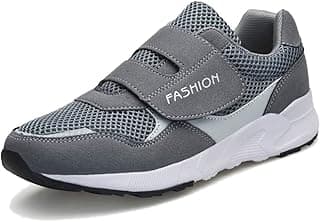 LEADER SHOW Women's Elderly Casual Comfort Walking Shoe Safety Flats Non-Slip Hook & Loop Sneakers