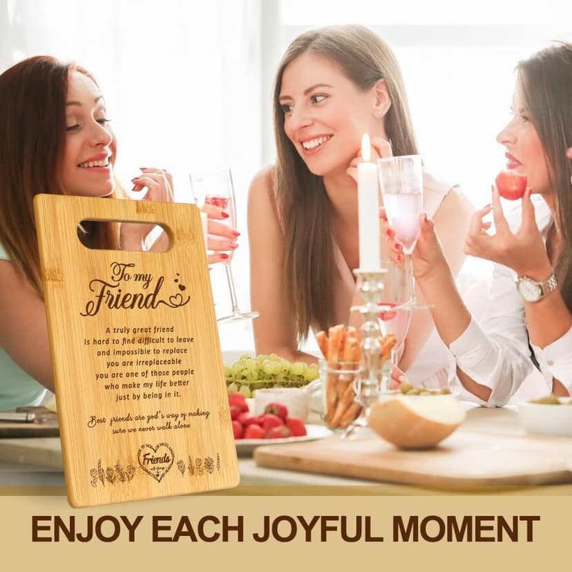 Best Friendship Birthday Gifts for Women Thank You Gifts for BFF Best Friend Kitchen Decoration Gifts for Bestie, Bamboo cutting board for Friend Christmas Gifts, Inspirational Quote Gifts from friend