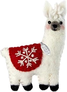 Llama Christmas Ornaments 2025, Felt Christmas Ornaments, Lama Gifts for Women, Fair Trade, Hand Made in Nepal - Comes in a Gift Bag