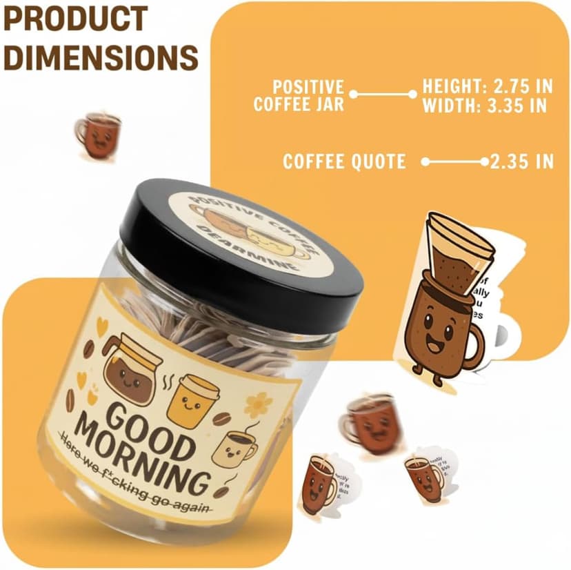 Positive Coffee Jar with 60 Affirmation Cards, Coffee Gifts For Women and Men, Dad, Mom, Coffee Themed Lover Gift, Emotional Support Latte, Cheer Up Funny Gag Gifts for Best Friends, Coworkers B0F6SGJJKC