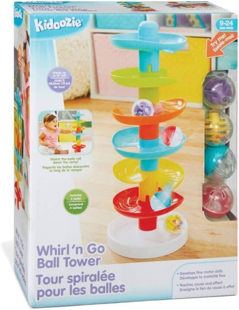 Drop a ball & watch it spiral, whirl & pop out below - visual tracking & motor practice on joyful repeat, Ages 9-24 Months Kidoozie - Whirl 'N Go Ball Tower - Toddler Ball Drop Toy B0843HW6C9
