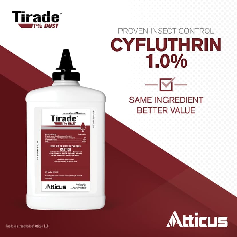 Atticus Tirade 1% Cyfluthrin Dust Insecticide (1.25 lb) - Ready-to-Use Insect Killer - Indoor and Outdoor Control of Ants, Bees, Wasps, Hornets, Cockroaches and Many Other pests