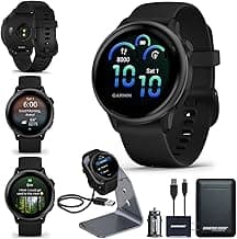 Garmin vivoactive 6 GPS Smartwatch with AMOLED Display, Slate | Advanced Health and Fitness Features, Up to 11 Day Battery, Energy Monitoring, Sleep Coach | with Signature Series Power Bundle