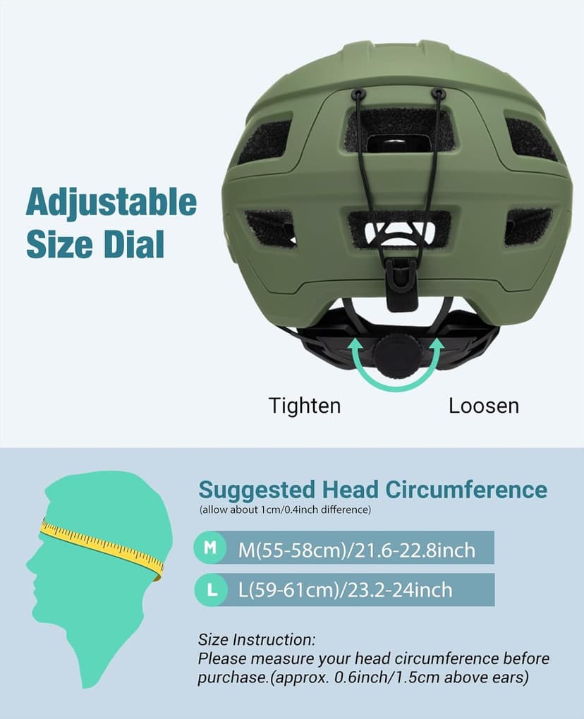 Favoto Adult Mountain Bike Helmet for Men & Women, Magnetic Buckle MTB Helmet with Removable Visor, Lightweight for Commuting & Off-Road Cycling