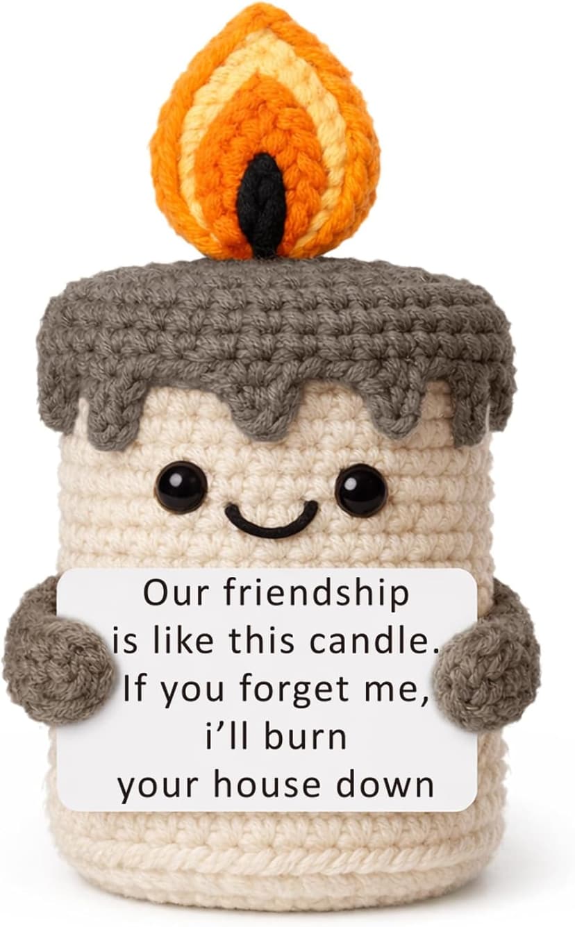 YUEYUQIU Funny Best Friend Birthday Gifts for Women Men, Handmade Crochet Candle Decor, Sarcastic Friendship Presents for Bestie Sister, Cute Birthday Christmas Gag Gift, Dark Humor Desk Accessories B0GHDZ4BJM