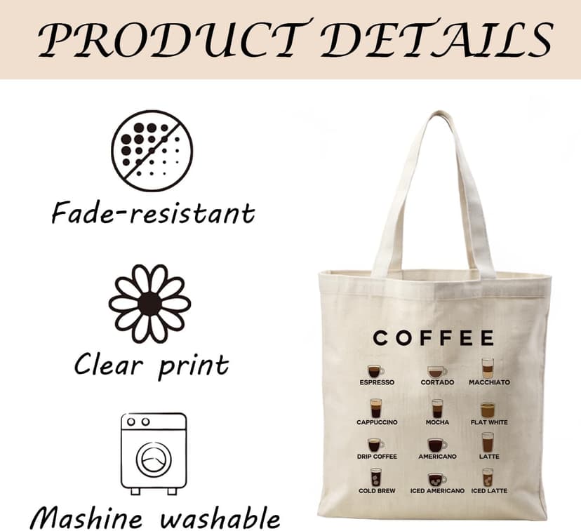 Canvas Tote Bag Aesthetic for Women,Reusable Canvas Cute Shoulder Bag for Grocery, Shopping, Beach & Daily Use B0DGKVR1DY