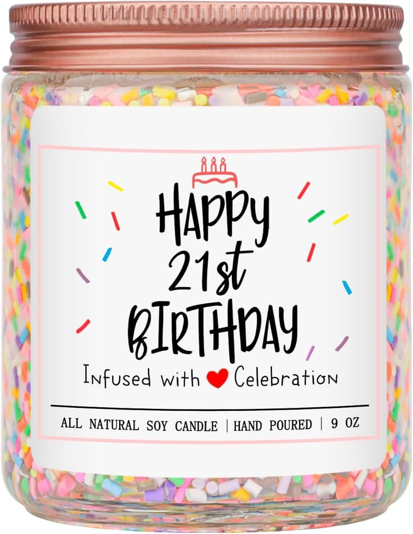 Homsolver 21st Birthday Gift for Her, Perfect Ideas Happy Birthday Presents for Women, Friends, Sister, Daughter, Vanilla Cream Scent Handmade Aromatherapy Candle Decorations B0CFTY7LSD