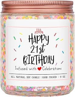 Homsolver 21st Birthday Gift for Her, Perfect Ideas Happy Birthday Presents for Women, Friends, Sister, Daughter, Vanilla Cream Scent Handmade Aromatherapy Candle Decorations B0CFTY7LSD