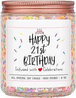 Homsolver 21st Birthday Gift for Her, Perfect Ideas Happy Birthday Presents for Women, Friends, Sister, Daughter, Vanilla Cream Scent Handmade Aromatherapy Candle Decorations B0CFTY7LSD
