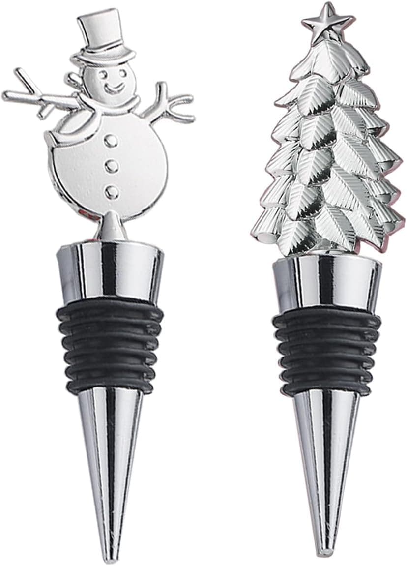Christmas Wine Bottle Stoppers Set of 2, Wine stoppers for Christmas Thanksgiving Halloween and Easter Decorative, Xmas Wine Stoppers Gift for Hostess - Wine Corker/Wine Bottle Sealer