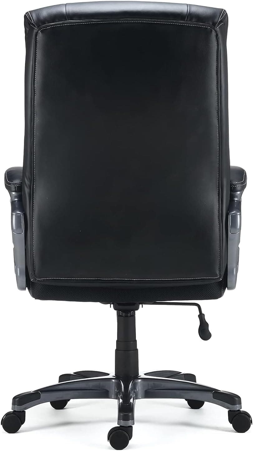 STAPLES Lockland Ergonomic Managers Office Chair, Big & Tall Cushioned, Adjustable Height, Metal Frame, Bonded Leather, for Workspace, Home, or Gaming, Black
