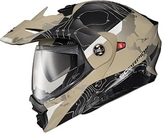 ScorpionEXO AT960 Modular Adventure Street Motorcycle Helmet with Bluetooth Ready Speaker Pockets DOT ECE Approved Topographic (Sand Large)