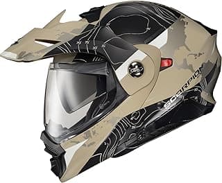 ScorpionEXO AT960 Modular Adventure Street Motorcycle Helmet with Bluetooth Ready Speaker Pockets DOT ECE Approved Topographic (Sand Large)