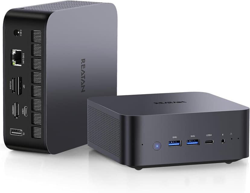 Reatan AI Oculink Mini Barebone PC AMD Ryzen 7 255 (8C/16T Upgraded 8745HS) Radeon 780M NO SSD & NO RAM & NO OS 8K Quad-Screen Display Desktop Gaming Mini Computers WiFi 7 BT:5.4 Built-in Speaker