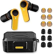 ToolFun Bluetooth 6.0 Jobsite Earbuds, 70H Playtime, IP56 Waterproof, 30dB SNR Noise Cancelling, ENC, Heavy Duty True Wireless Ear Buds for Outdoor Work, Construction with 12pcs Earplugs