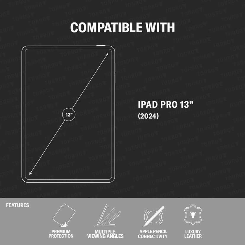 TORRO Case Compatible with iPad Pro 13” (2025/2024) – Premium Leather iPad Pro 13” M5 / M4 Case with Stand Function, Apple Pencil Connectivity and Wake/Sleep Function (Dark Brown)