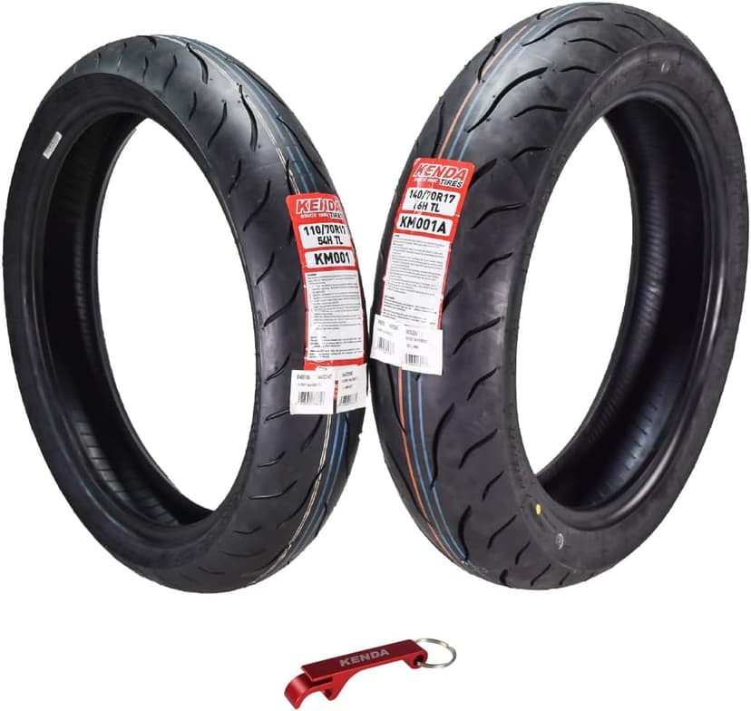 Kenda KM1 (KM001) 110/70R17 Front (54H) & 140/70R17 (66H) Rear Tires for Sport Touring Motorcycles, Radial with High-Speed Stability & Excellent Wet Grip w/Keychain (110/70-17) (140/70-17) (2-Pack)
