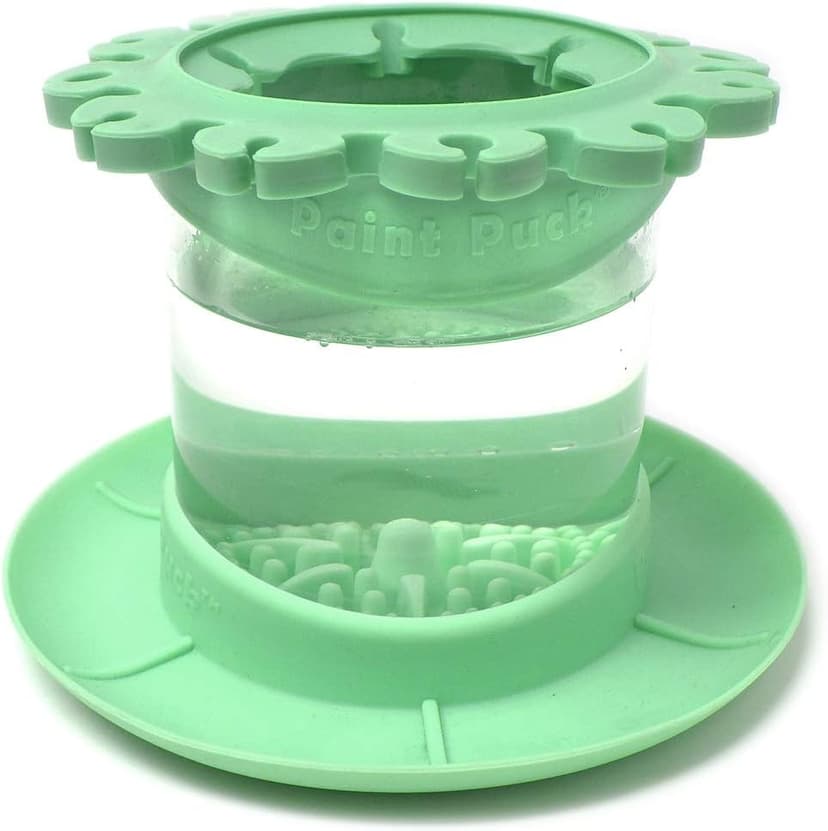 Non-Spill Paint Water Cup & Brush Cleaner, Brush Holder, Squeegee Lips & Drip Tray, Acrylic, Watercolor, Art Supplies Paint Puck Ultimate Rinse Cup Paint Brush Cleaner, Mug (4 in), Green B07XVR2K3B